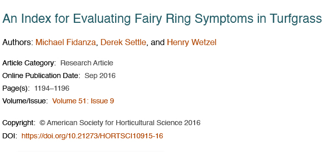 An Index for evaluating fairy ring symptoms in turfgrass.