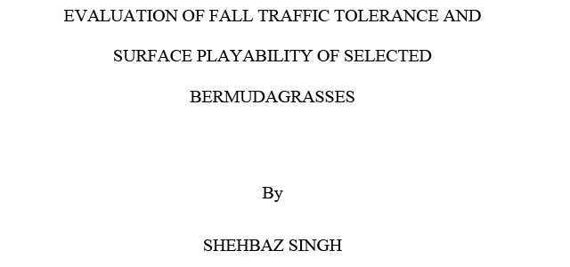 Evaluation of fall traffic tolerance and surface playability of selected bermudagrasses.